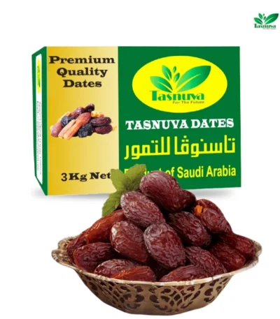 Medjool dates packed in 3kg box from Tasnuva Foods – ideal for bulk or gift orders